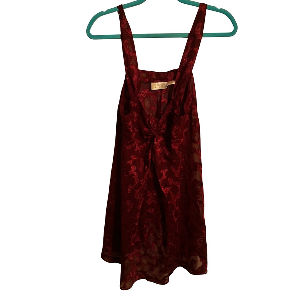 Victoria's Secret Burgundy Floral Burnout Knot Front Slip Chemise Size M